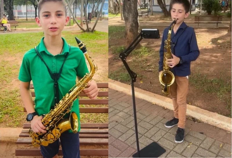 Gaell, 10 anos, luta pelo sonho de ter seu próprio saxofone